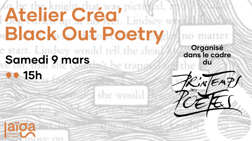 Atelier créatif Black Out Poetry le samedi 9 mars à 15h